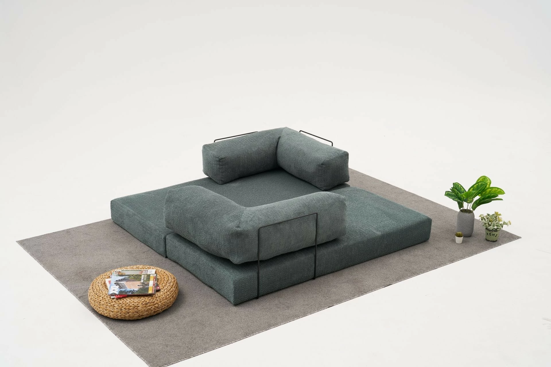 Këndare Comfort Mini, stof 100% chenille, ngjyrë e gjelbër, 190x95x75cm - 3