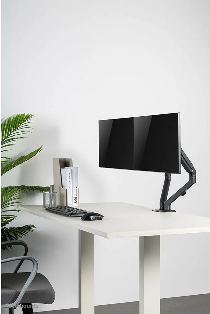 Kasë monitori Neomounts FPMA-D650DBLACK, për 2 ekrane, 17-27 inç, rregullim lartësie, ngjyrë e zezë