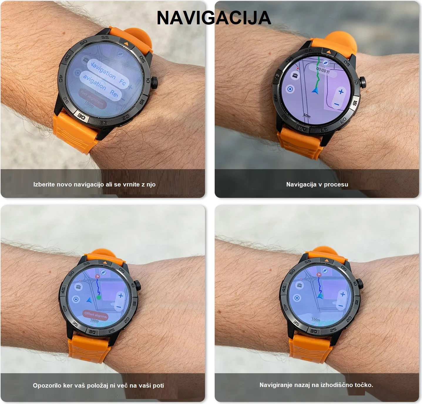 Smartwatch AGM Legion Pro 24166, GPS, harta offline, 5ATM, IP67, MIL-STD-810H, AMOLED 1.43\" 60Hz, Bluetooth thirrje, set me 2 rripa (portokalli neon + zi), i zi