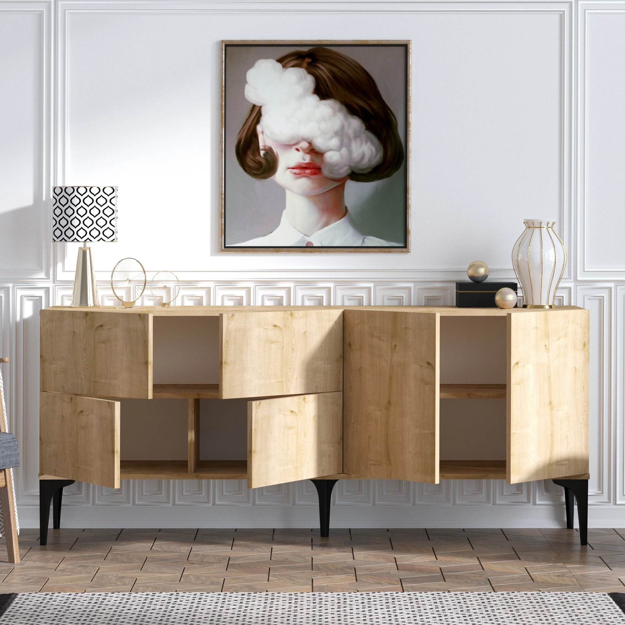 Konsol Skye Decor, ngjyrë lisi safir, Laika
