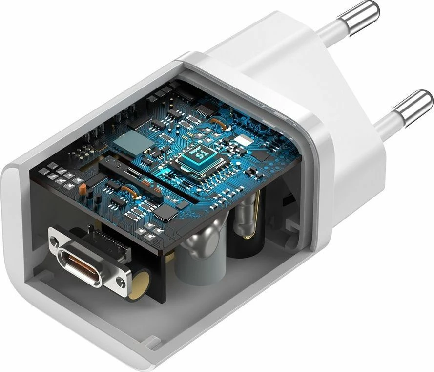 Ngarkues muri Baseus Super Si TZCCSUP-L02 25W USB-C PD 3A, bardhë, set me kabllo USB-C në USB-C 1m