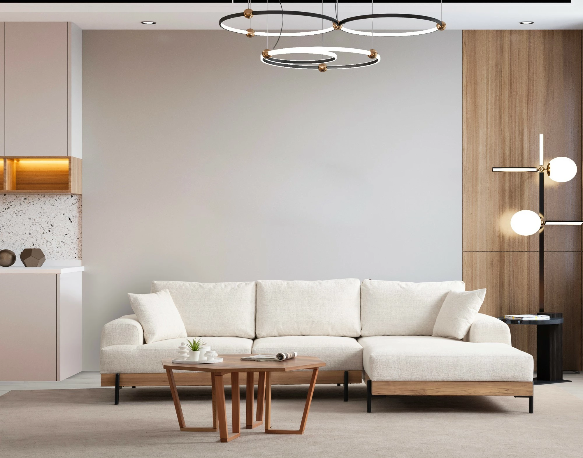 Këndare Atelier del Sofa, Eti Oak, e bardhë, kënd i djathtë