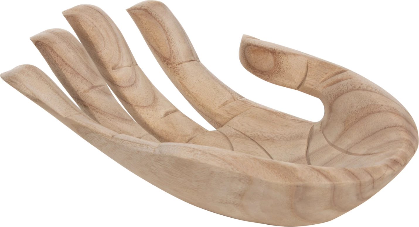 Dekor tavoline dorë e djathtë FH4278R, dru i ngurtë Albasia, ngjyrë natyrale, 30x20x10H cm