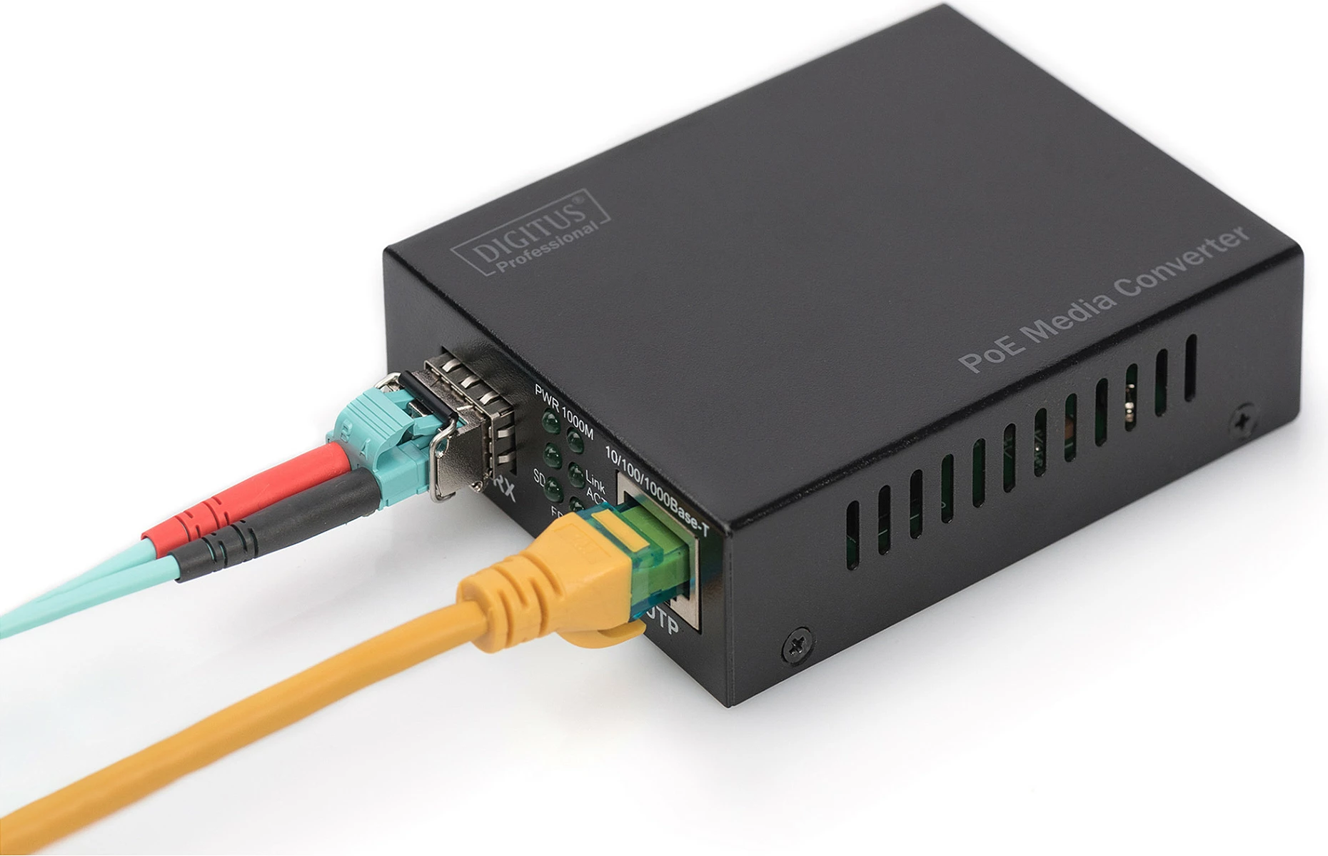 Media konvertues Digitus Gigabit PoE, RJ45/SFP, 10/100/1000 Mbps, i zi
