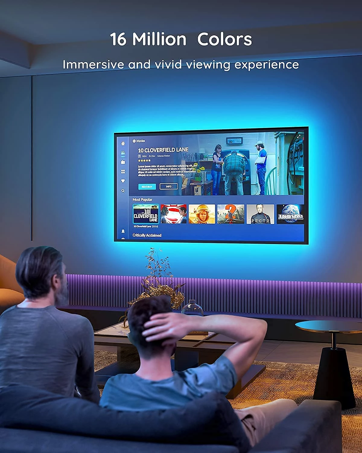 Dritë prapavije LED RGB për TV Govee Backlight 46-60\", 3 m, Bluetooth/USB, set 4 segmente
