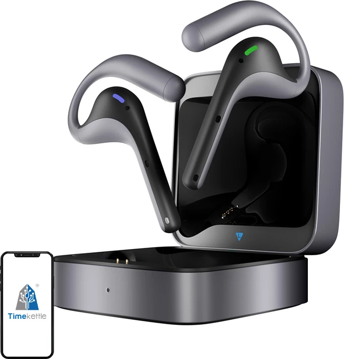 Kufje Timekettle W4 Pro, përkthim në kohë reale (thirrje/meeting/multimedia), 43 gjuhë/96 aksente, offline 13 çifte, me kuti karikimi, zi