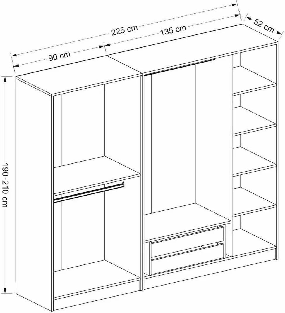 Dollap Skye Decor, ngjyrë e bardhë, Kale Country, 225x210x52 cm