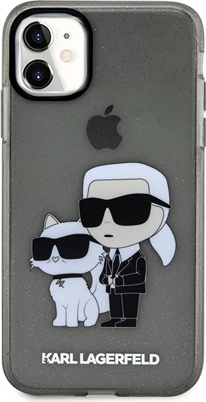 Mbështjellës Karl Lagerfeld KLHCN61HNKCTGK për iPhone 11/XR 6.1", Glitter, i zi