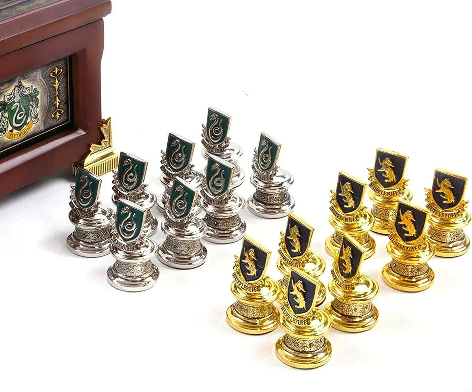 Set shahu NOBLE COLLECTION Harry Potter Quidditch Chess, 34 cm, 4 sete figurash (argjend/ari)