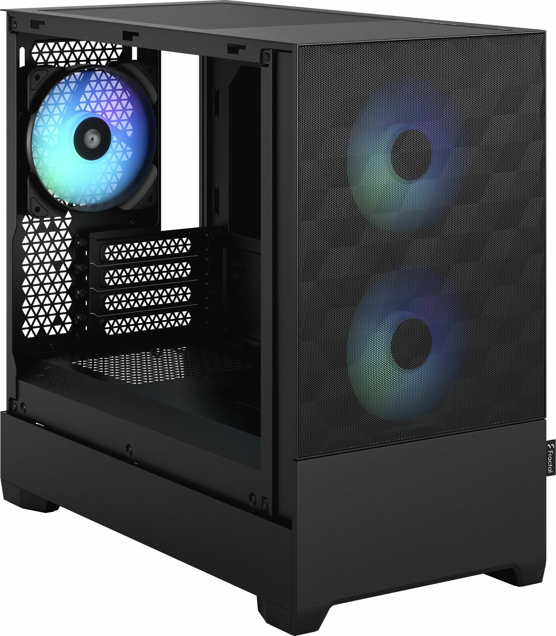 Kasë Fractal Design Pop Mini Air RGB FD-C-POR1M-06, Mini Tower, Micro-ATX/Mini-ITX, 3x120mm RGB, me dritare, e zezë