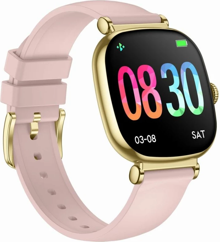 Smartwatch për femra Gravity GT32-1, gold me rrip rezervë rozë