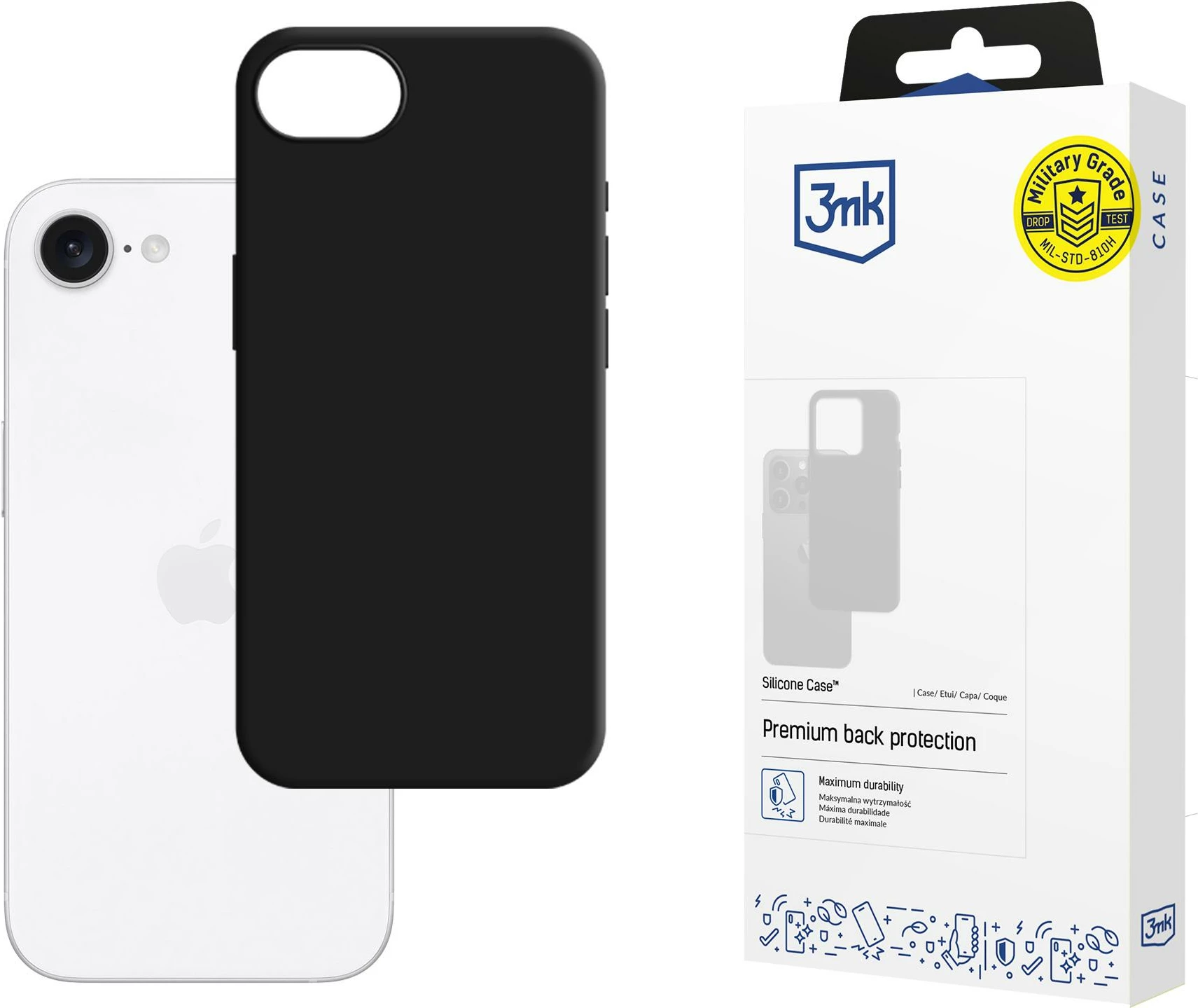 Mbështjellës silikon për celular 3mk, për iPhone 16e / SE 4, zi