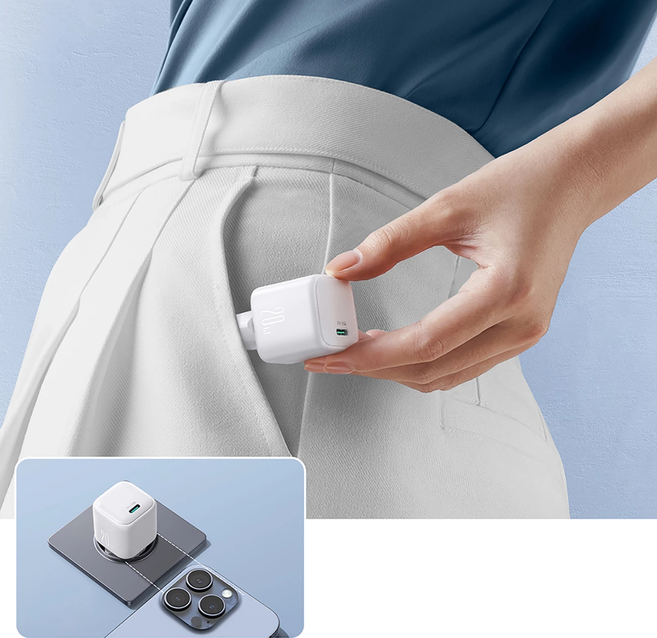 Karikues muri Joyroom JR-TCG08, GaN, 20W, USB-C, i bardhë