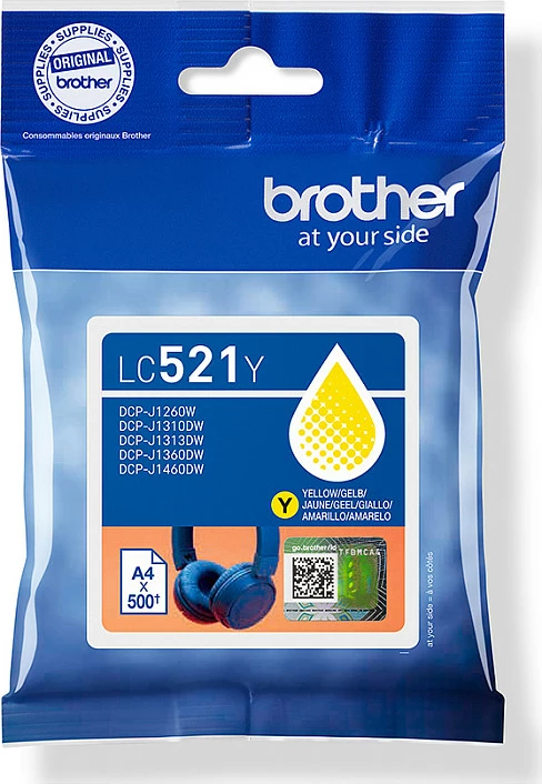 Katruxh boje Brother LC521Y, Yellow, 500 faqe