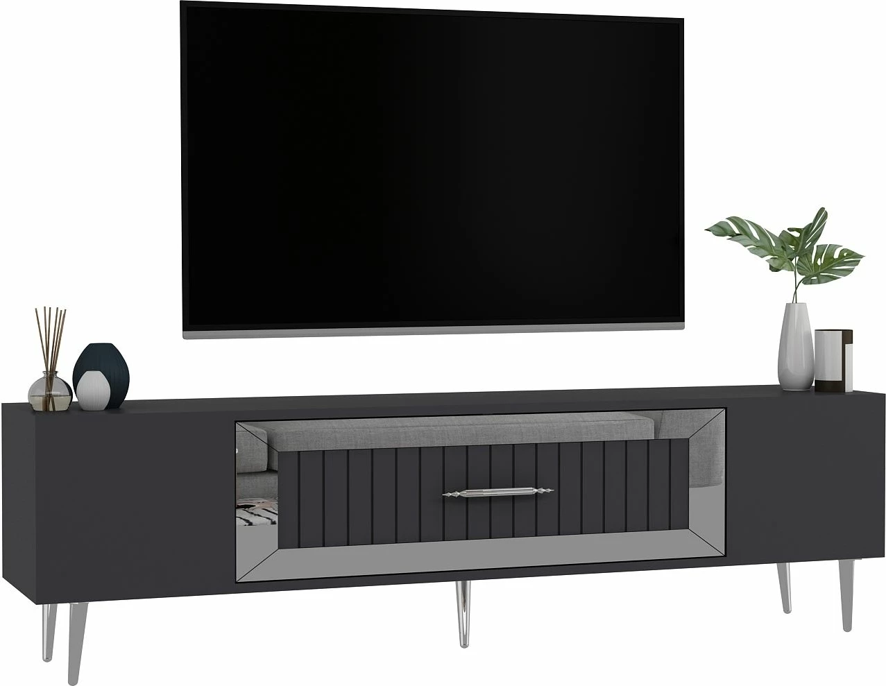 Komodë TV Skye Decor, anthracite, argjend, Dekolp3