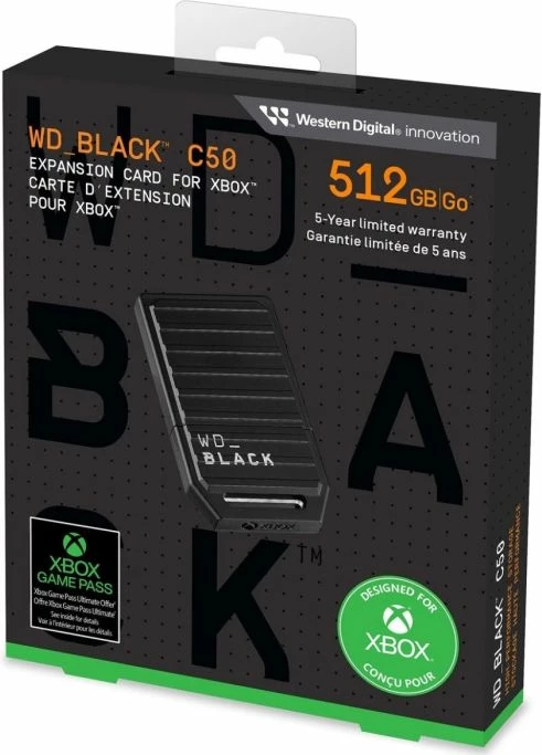 Kartelë zgjerimi NVMe SSD, SanDisk WD_BLACK C50 (WDBMPH5120ANC-WCSN), 512GB, për Xbox Series X|S, e zezë