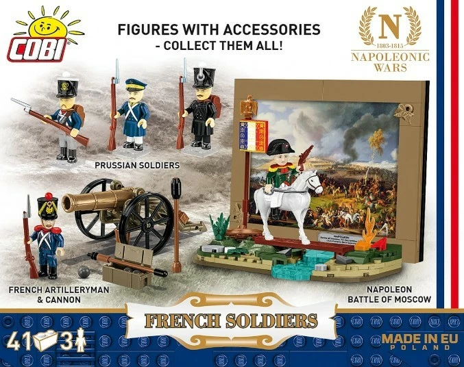 Set blloqe ndërtimi, Cobi, COBI-20090, 41 elemente, 3 figurina, Napoleonic Wars, plastikë
