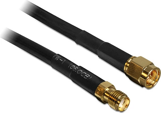 Kabllo RF SMA DeLOCK CFD200 10m, SMA mashkull–SMA femër, e zezë