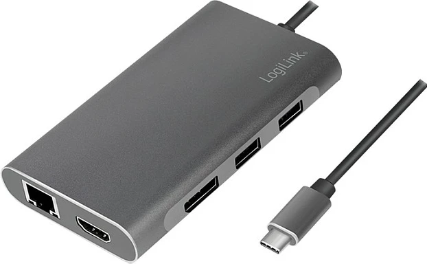 Docking station LogiLink USB-C, 8 porta, USB 3.2 Gen1, PD, argjendtë