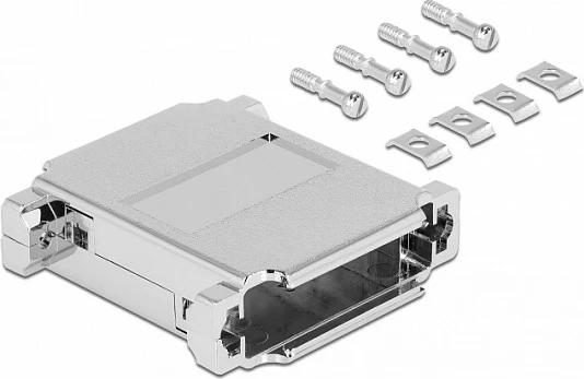 Shtëpizë konektori DeLOCK për 2x D-Sub 25-pin, cable boot, 54 mm, argjendtë