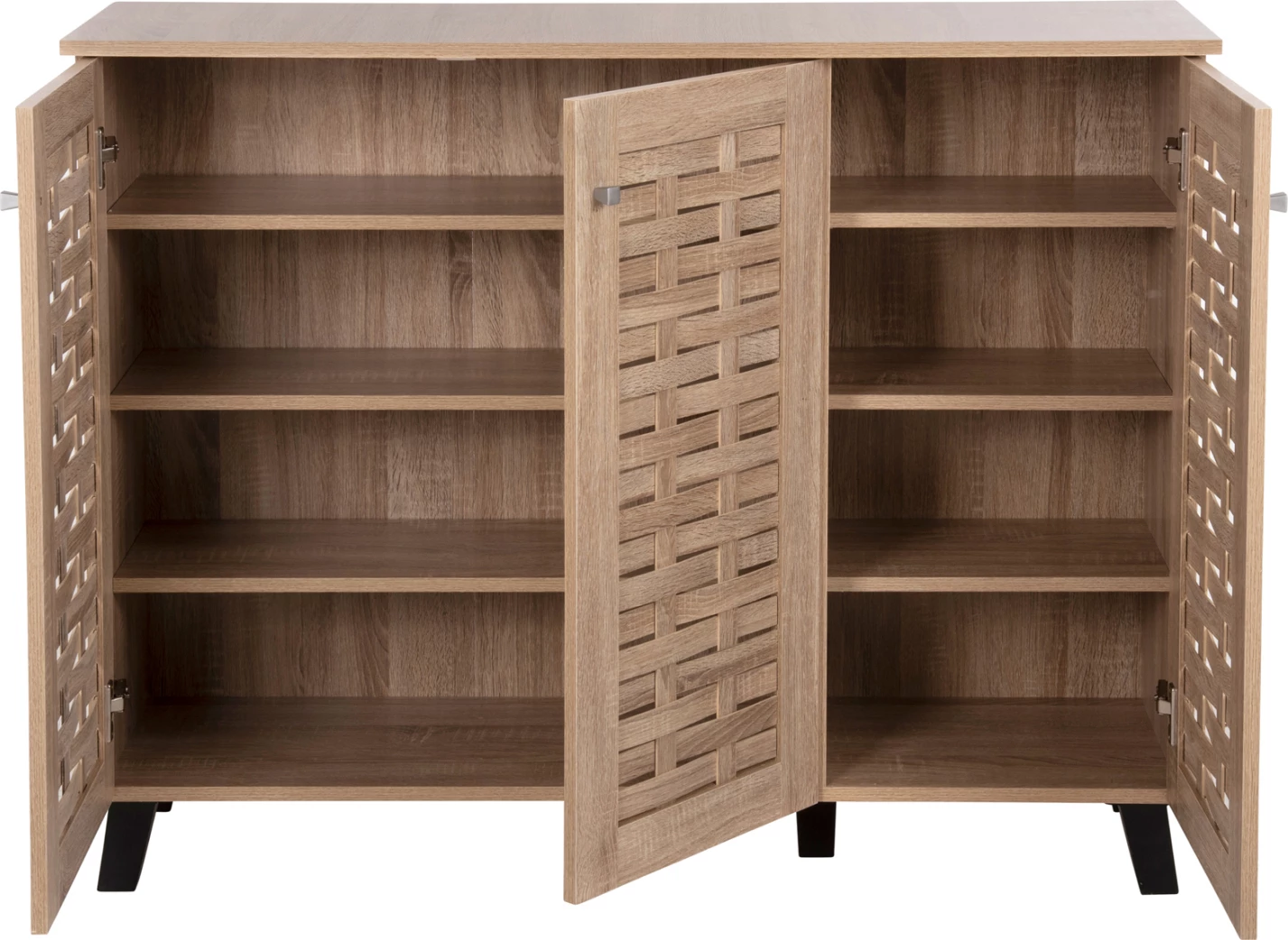 Dollap këpucësh PRODY, melaminë, ngjyrë Sonama, 3 dyer, 115x34x89H cm