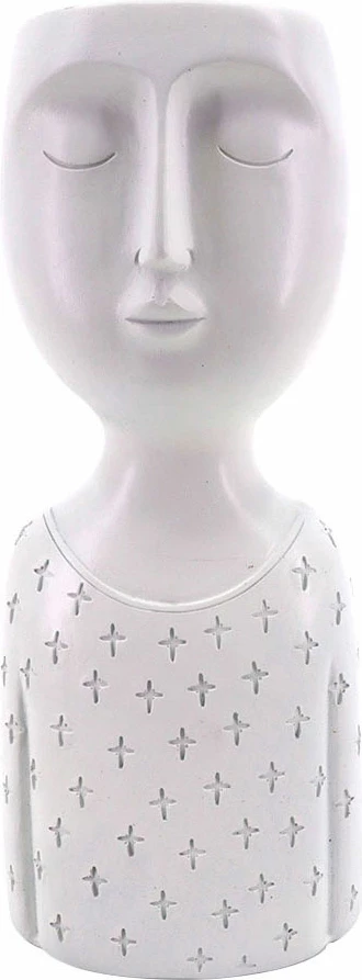 Vazo dekorative Ipamo, ngjyrë e bardhë, polirezina, 11x9x26 cm