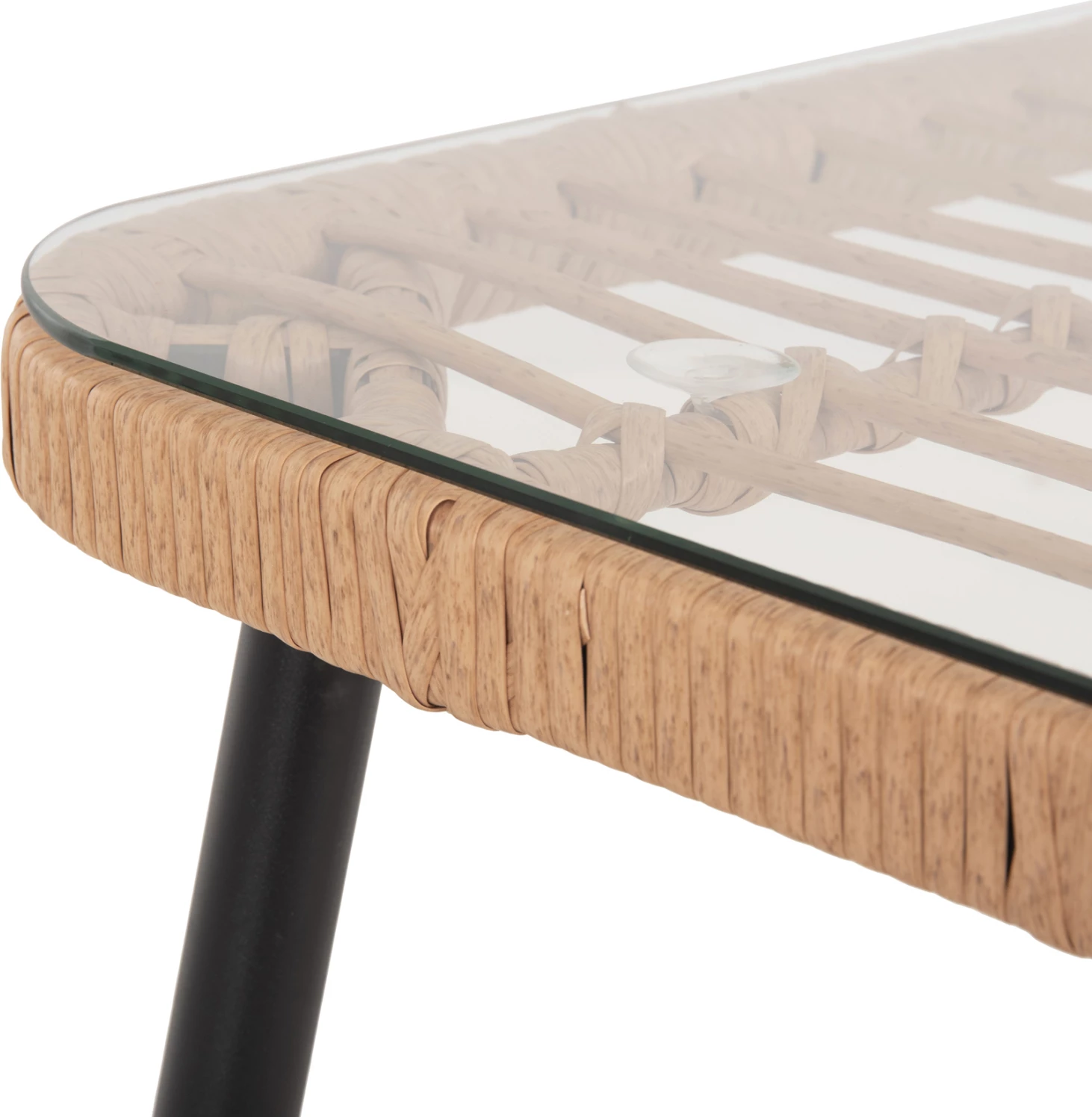 Tavolinë drejtkëndore për ngrënie, ALLEGRA, FH5537.11, metal i zi, ratan natyral, 139,5x79,5x73H cm