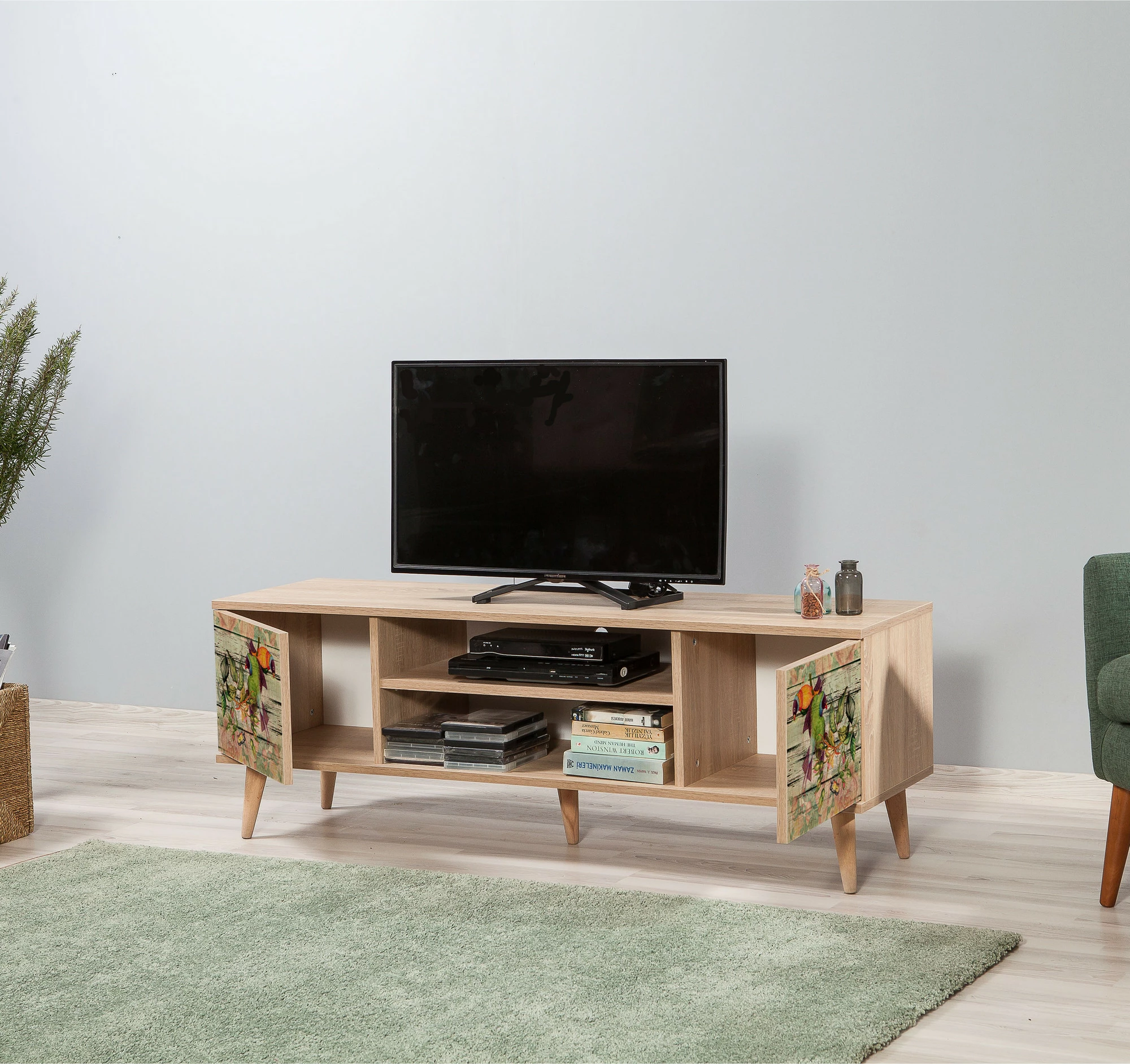 Komodë TV Hanah Home, Truva-740, ngjyrë lisi Sonoma