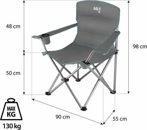 Karrige kampingu Nils Extreme NC3079 600D Oxford e palosshme 130 kg, me mbajtëse gote, me çantë, gri-jeshile
