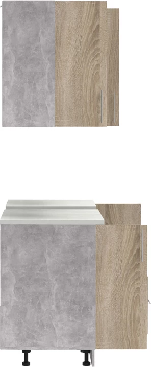 Njësi kuzhine Festa V melamine, ngjyrë sonoma dhe sipërfaqe pune ngjyrë gri e lehtë 160x60x85cm