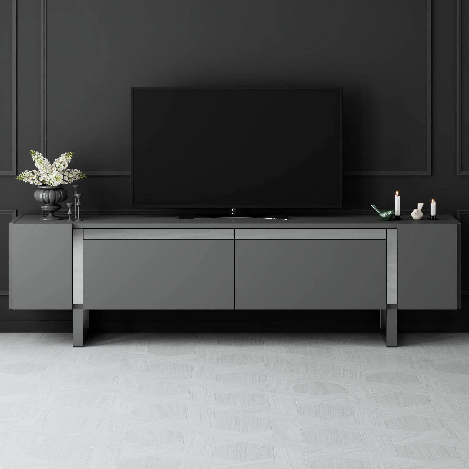 Komodë TV Hanah Home, Yildiz, antracit, argjend