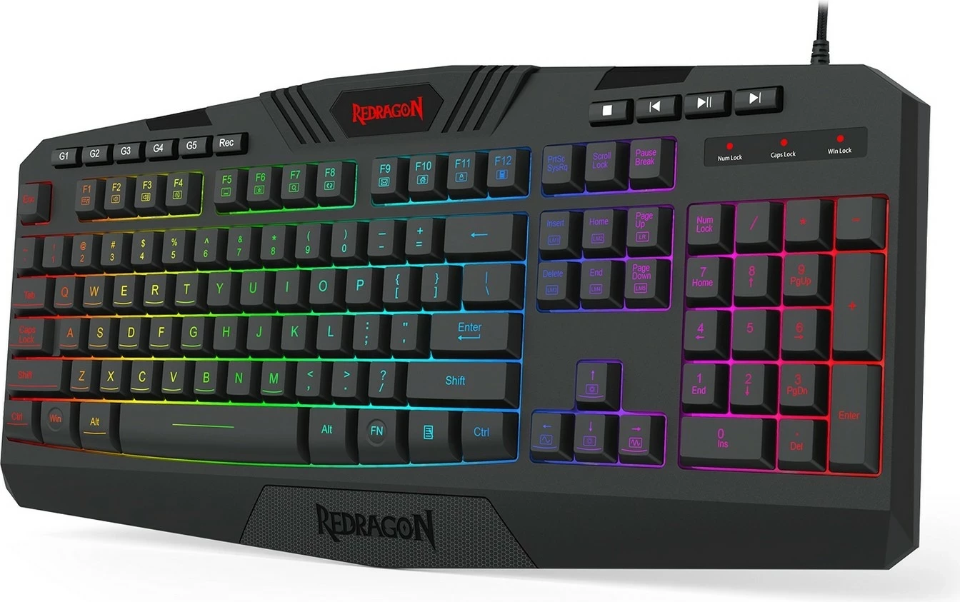 Set gaming Redragon S101-BA-3, tastierë me drita RGB, maus 7200 DPI, kufje, mauspad, e zezë