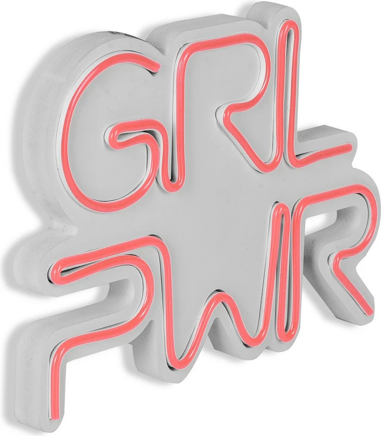Dekor dritash LED plastike, Girl Power, rozë
