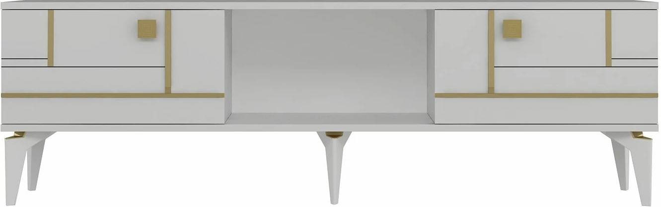 Komodë TV Skye Decor, e bardhë, e artë