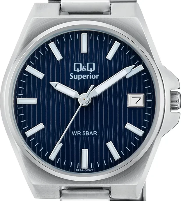 Orë dore Q&Q S22A-003VY, e argjendtë/kaltër