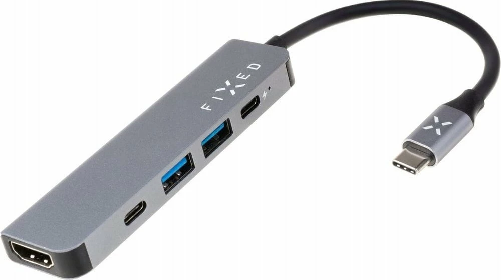 Hub USB-C Fixed FIXHU-MN-GR, 5 porta, HDMI 4K, PD 100W, gri