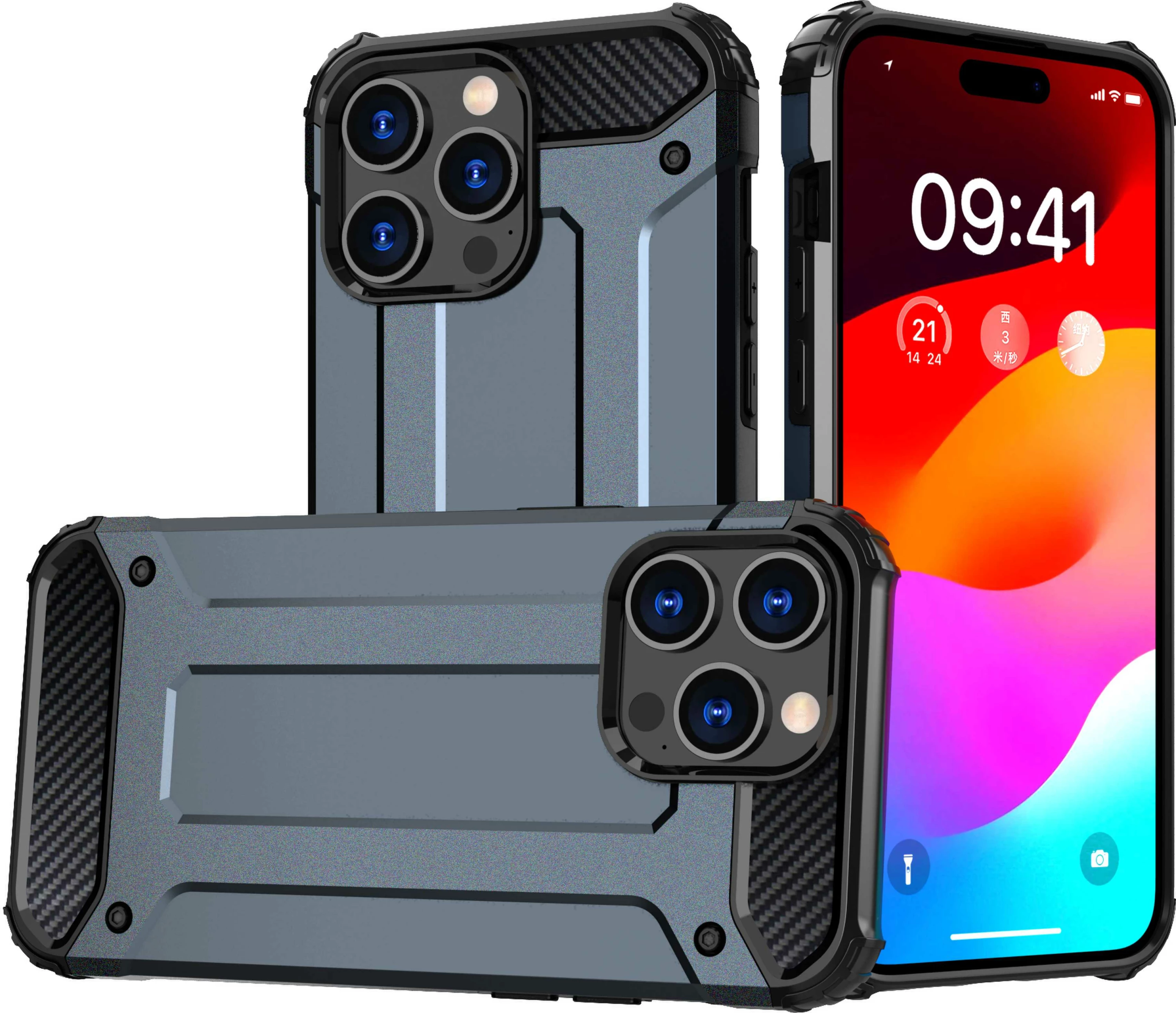 Mbështjellës Hurtel Hybrid Armor për iPhone 15 Pro Max, blu