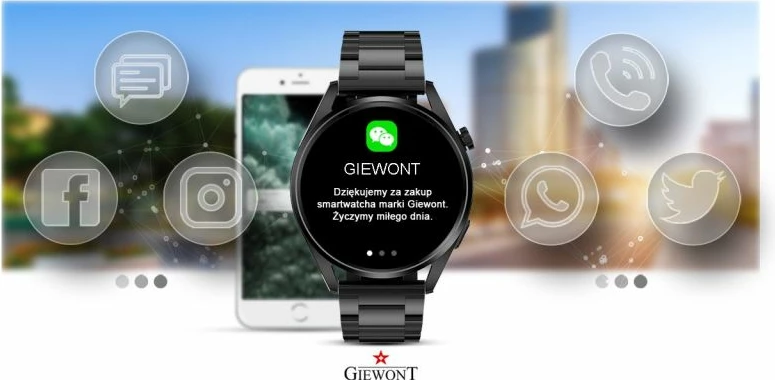Smartwatch Giewont për meshkuj, i zi