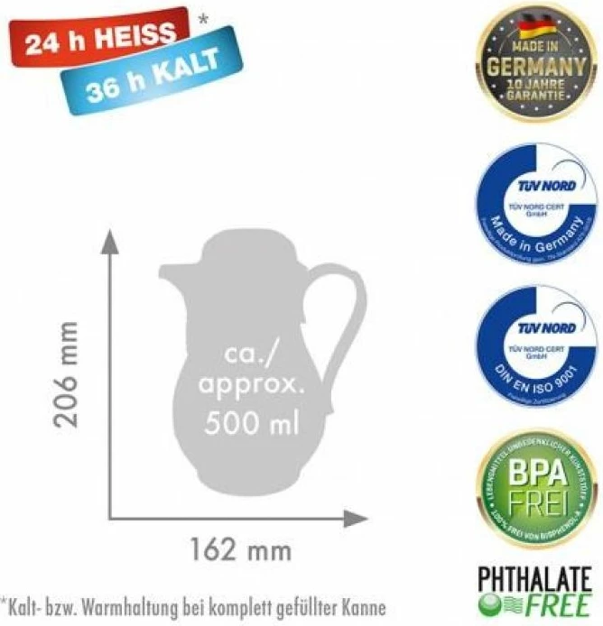 Ibrik termos ROTPUNKT 530IV, fildishi, 0.5 L