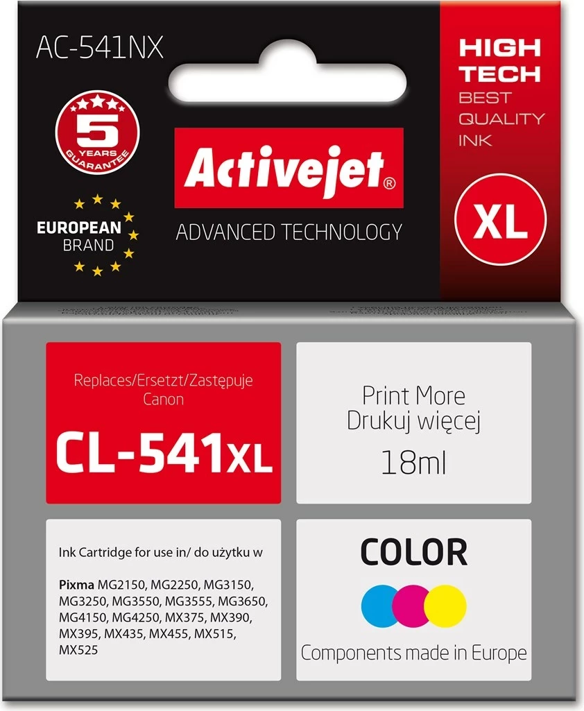 Toner Activejet AC-541NX për Canon CL-541XL, 18 ml, color