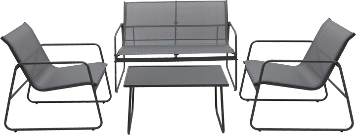 Set tavoline me karrige për terasë Veranda, tekstilene-metal, ngjyrë antracit, xham i zi