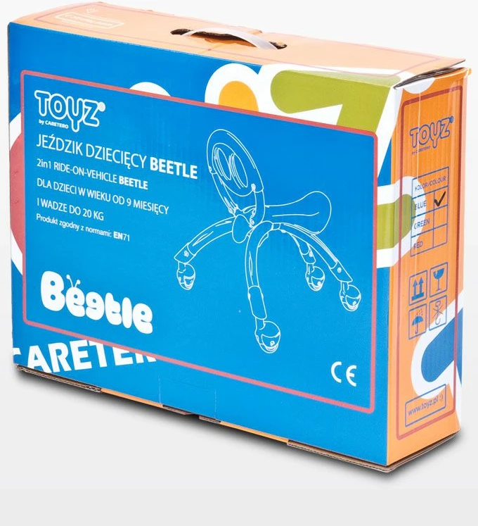 Lodër ride-on 2-në-1 Caretero Beetle, 9-36 muaj, deri 20 kg, blu