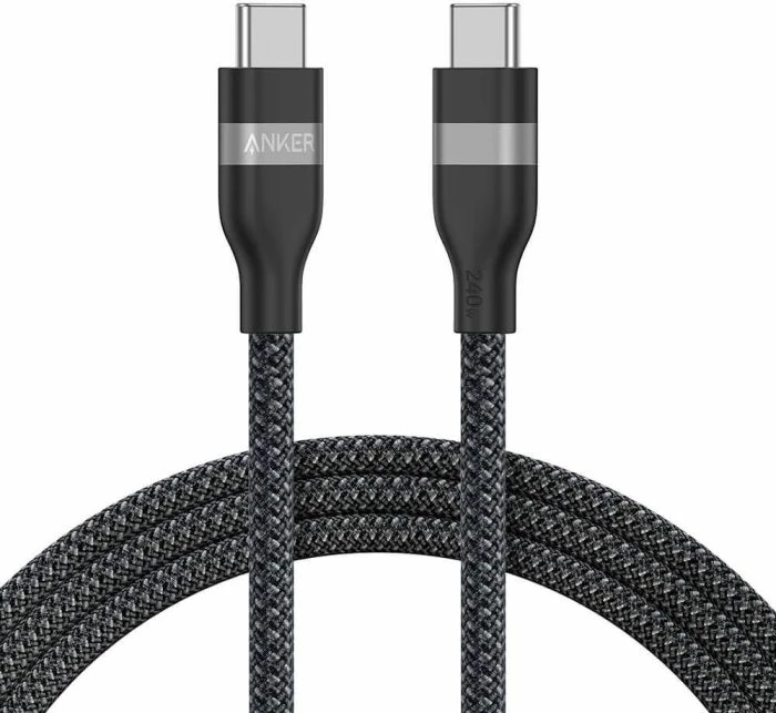 kabllo USB-C në USB-C ANKER A82E2H11 240W 0.9m e gërshetume, e zezë, me organizer silikoni