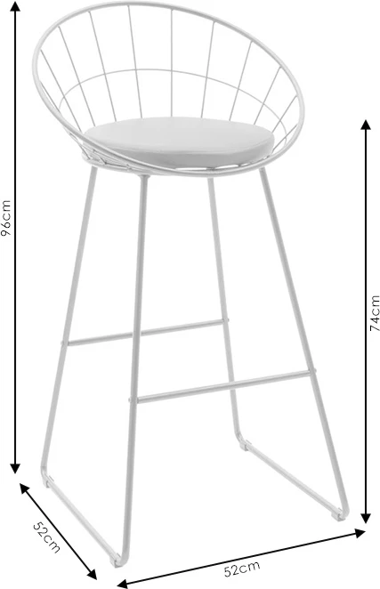 Karrige për bar, metalike, jastëk PVC, ngjyrë bardhë