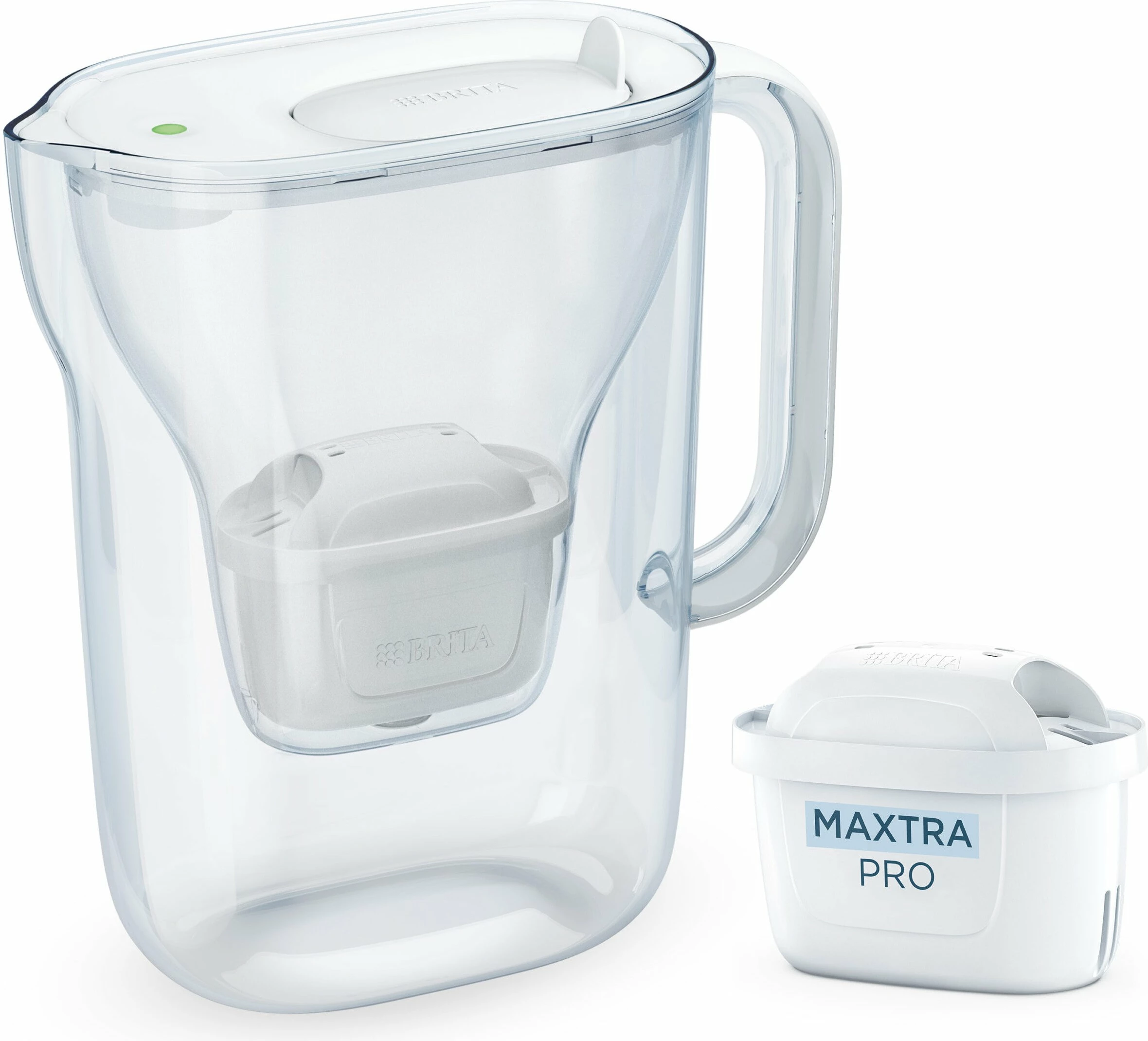 Kaniçe filtrimi uji Brita Style Essential 2.4 L, indikator LED, me 1 filtër Maxtra Pro Pure Performance, e bardhë