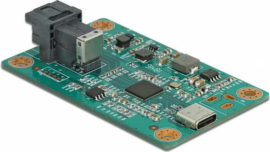 Konvertues USB Type-C në SFF-8643 DeLOCK, 10 Gbit/s, për SSD NVMe U.2/M.2, zi/jeshil