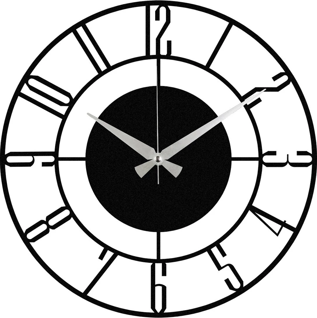 Orë muri dekorative prej metali, Wallity Enzoclock - S011, e zezë, 48x48cm