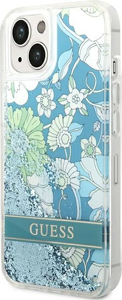 Mbështjellës Guess Flower Liquid Glitter për iPhone 14 6.1", i gjelbër, hardcase