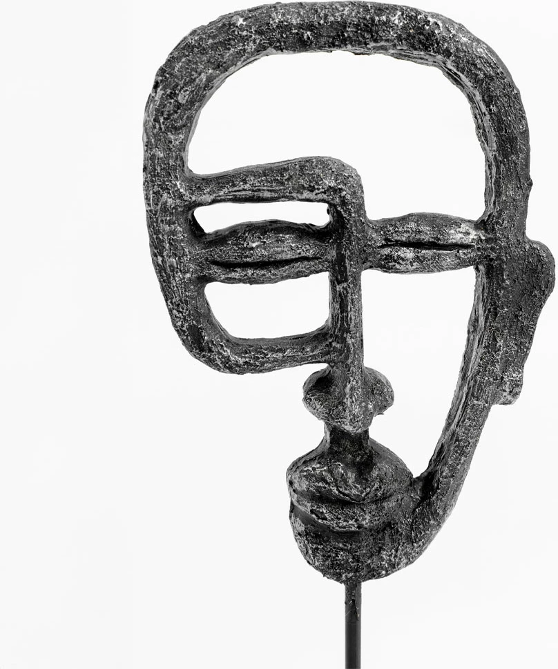 Dekor abstrakt fytyre, polirezine e zezë, 15x7x32cm