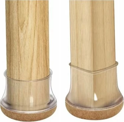 Mbrojtës këmbësh karrige Ruhhy 13-23 mm, PVC+felt, i rrumbullakët, transparent/kafe e çelët, set 4 copë